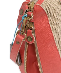 Oceania Karima Handtasche Polyamide, genarbtes Kalbsleder beige/orange