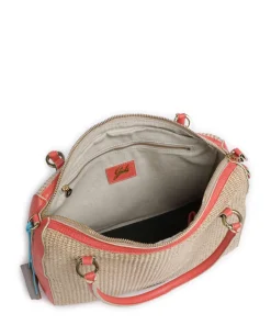 Oceania Karima Handtasche Polyamide, genarbtes Kalbsleder beige/orange