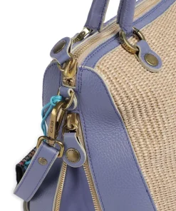 Oceania Karima Handtasche Polyamide, genarbtes Kalbsleder beige/blau