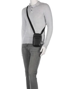 Okinawa Umhängetasche Lederimitat schwarz