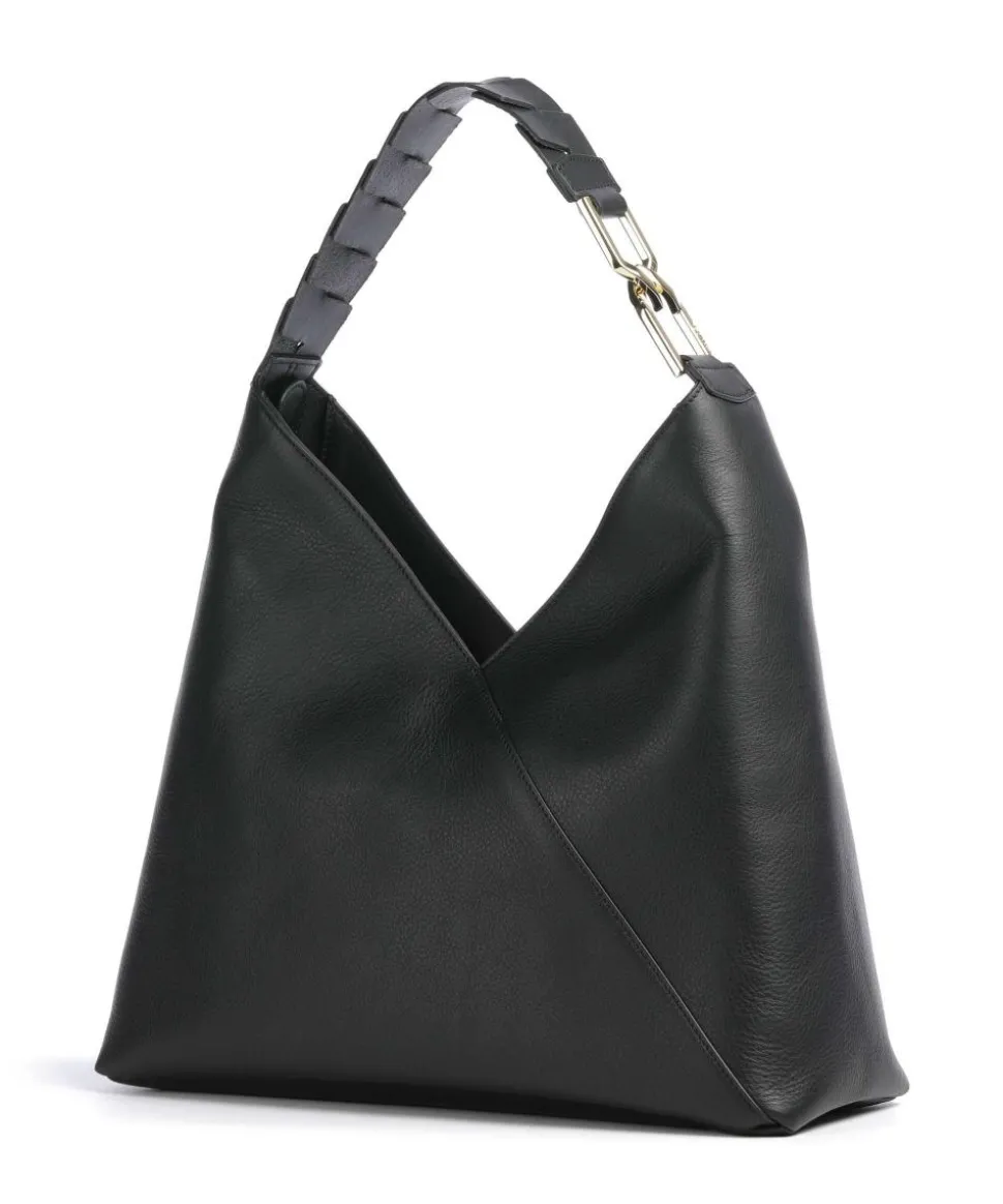 Pagode L Beuteltasche genarbtes Rindsleder schwarz