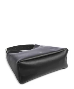 Pagode L Beuteltasche genarbtes Rindsleder schwarz