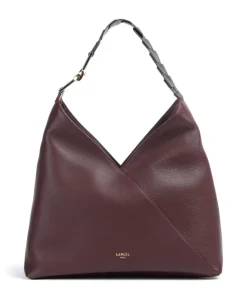 Pagode L Beuteltasche genarbtes Rindsleder brombeer