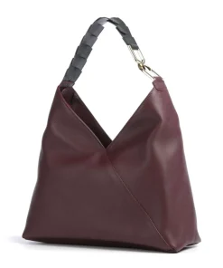 Pagode L Beuteltasche genarbtes Rindsleder brombeer