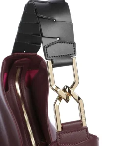 Pagode L Beuteltasche genarbtes Rindsleder brombeer