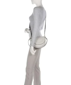 Panarea Schultertasche fein genarbtes Leder hellgrau