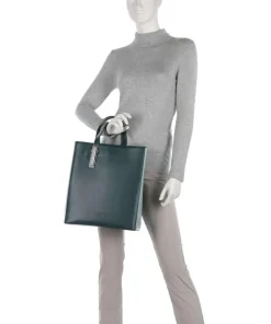 Paper Bag Carter M Handtasche glattes Leder dunkelgrün