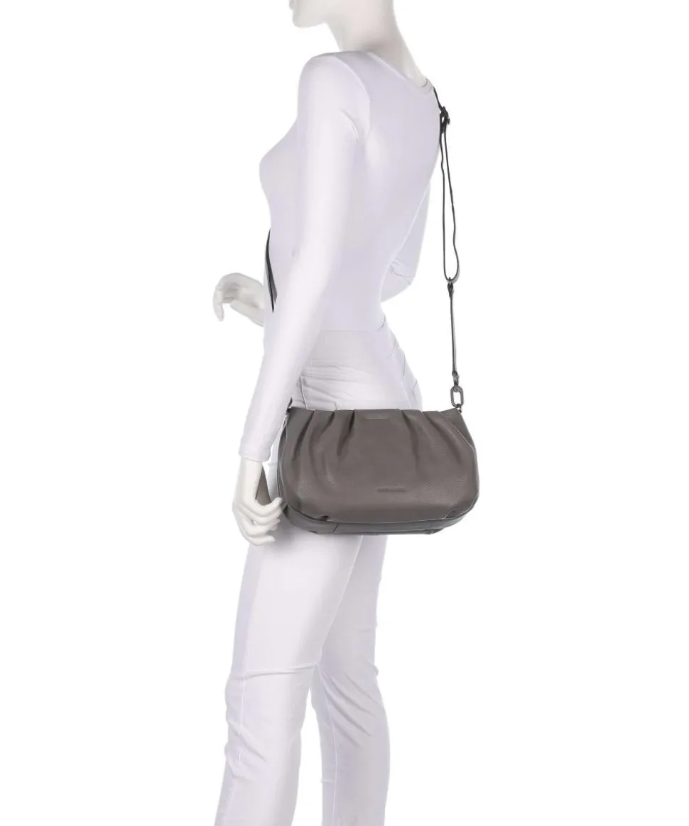 Philocalists Pearl Schultertasche genarbtes Leder grau