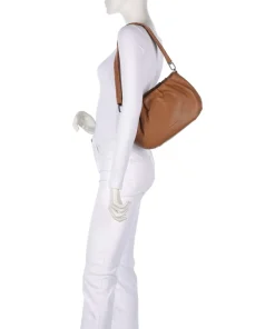 Philocalists Pearl Schultertasche genarbtes Leder braun