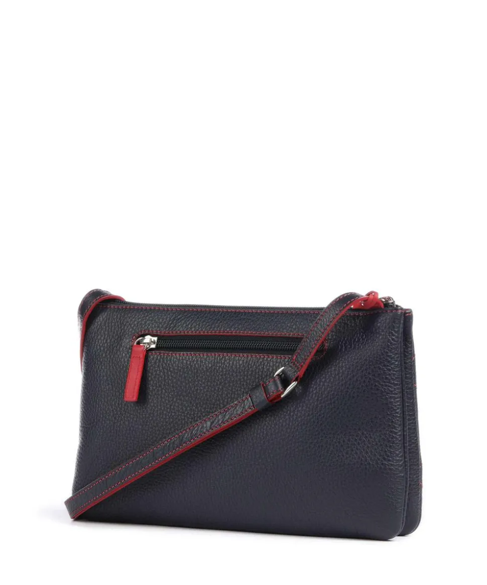 Pienza Umhängetasche genarbtes Leder dunkelblau