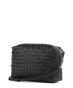 Piuma Kaia Umhängetasche fein genarbtes Leder schwarz