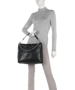 Piuma_Lucido Puffer Beuteltasche fein genarbtes Leder schwarz