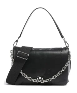 Piuma_Lucido Puffer Schultertasche fein genarbtes Rindsleder schwarz