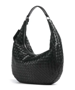 Piuma Nana Small Beuteltasche fein genarbtes Leder schwarz