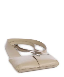 Pockets Icon Umhängetasche fein genarbtes Rindsleder beige