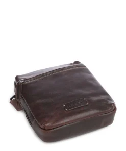 Porto 9 Umhängetasche fein genarbtes Leder dunkelbraun