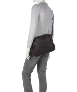 Porto 11 Umhängetasche genarbtes Leder dunkelbraun