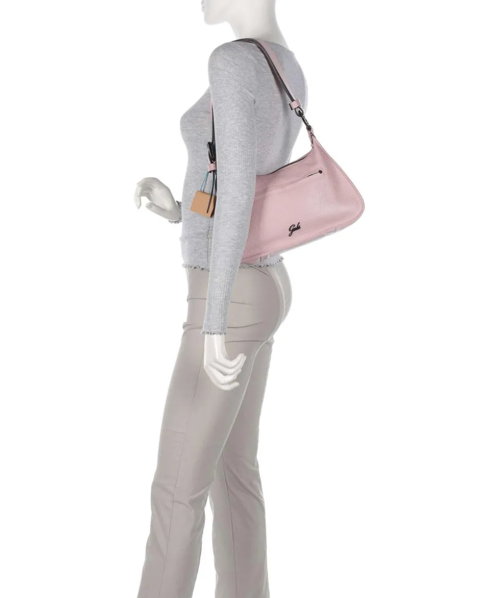 Porto Rico Gala Schultertasche genarbtes Kalbsleder grau/rosa