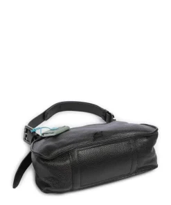 Porto Rico Gala Schultertasche genarbtes Kalbsleder schwarz