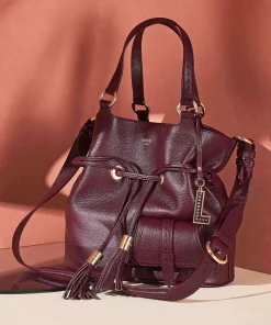 Premier Flirt M Bucket bag genarbtes Rindsleder brombeer