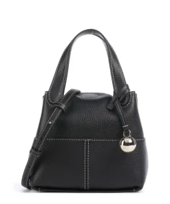 Primrose Mini Umhängetasche genarbtes Leder schwarz