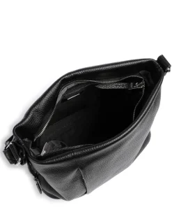 Pure Schultertasche genarbtes Rindsleder schwarz