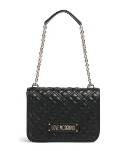 Quilted Laminated Schultertasche Lederimitat schwarz