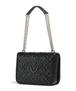 Quilted Laminated Schultertasche Lederimitat schwarz