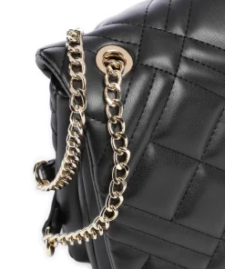 Quilted Schultertasche Lederimitat schwarz