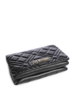 Quilted Schultertasche Lederimitat schwarz