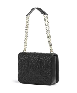 Quilted Schultertasche Lederimitat schwarz