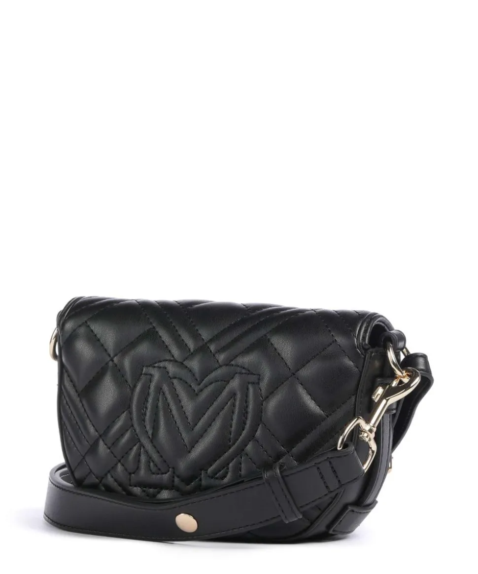Quilted Umhängetasche Lederimitat schwarz