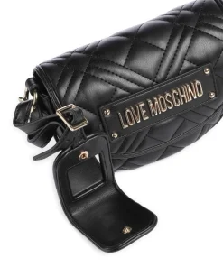 Quilted Umhängetasche Lederimitat schwarz