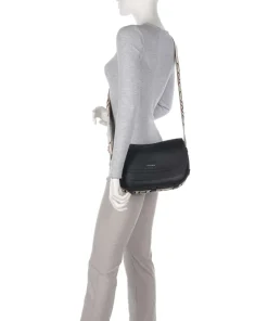 Raquel Schultertasche genarbtes Leder schwarz