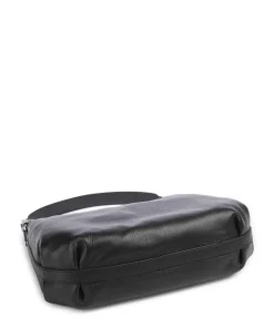 Rebekka Schultertasche genarbtes Rindsleder schwarz