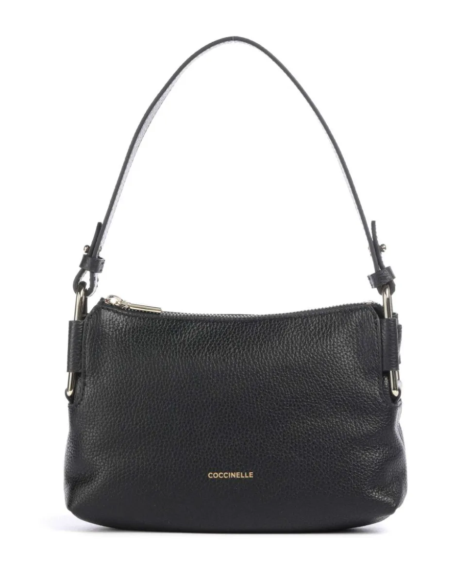 Rebekka Schultertasche genarbtes Rindsleder schwarz