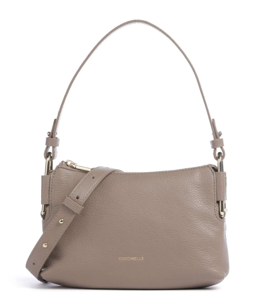 Rebekka Schultertasche genarbtes Rindsleder taupe