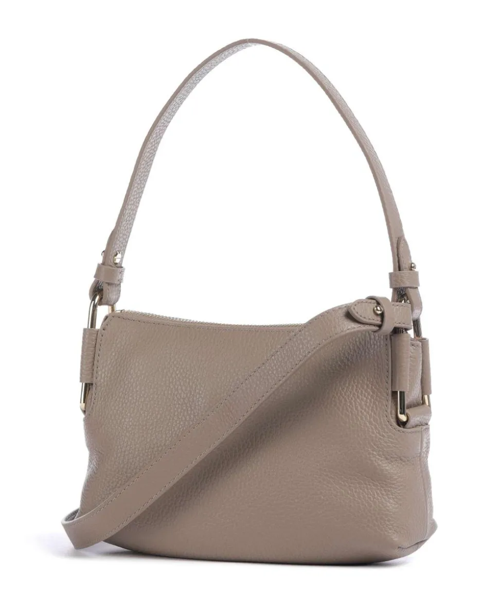 Rebekka Schultertasche genarbtes Rindsleder taupe