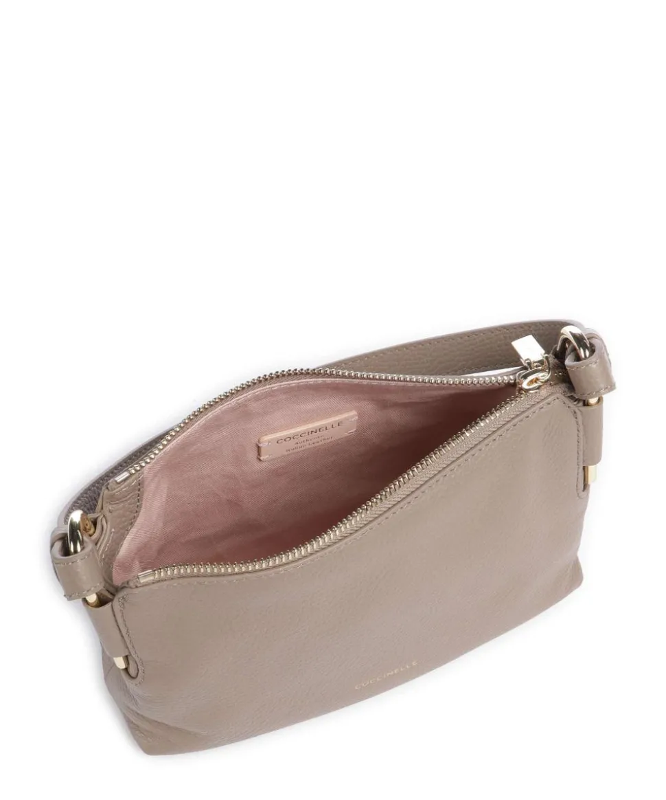 Rebekka Schultertasche genarbtes Rindsleder taupe