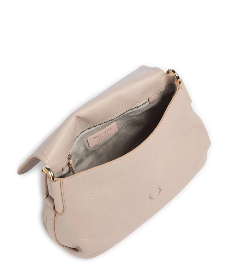 Rebekka Schultertasche genarbtes Rindsleder beige