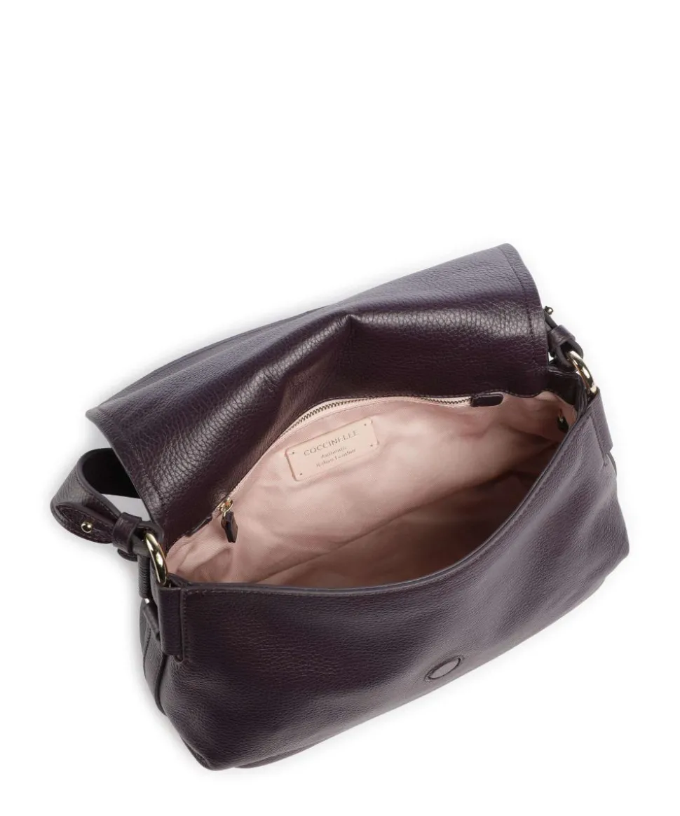 Rebekka Schultertasche genarbtes Rindsleder pflaume