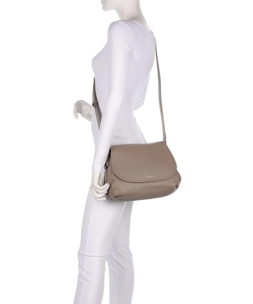 Rebekka Schultertasche genarbtes Rindsleder taupe