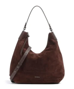 Rebekka Suede Beuteltasche aufgerautes Rindsleder dunkelbraun