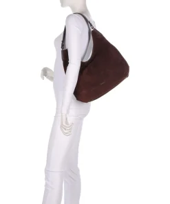 Rebekka Suede Beuteltasche aufgerautes Rindsleder dunkelbraun