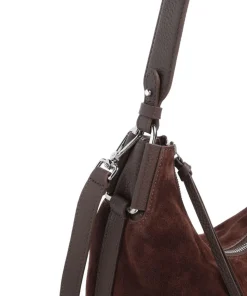 Rebekka Suede Beuteltasche aufgerautes Rindsleder dunkelbraun