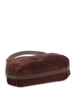 Rebekka Suede Beuteltasche aufgerautes Rindsleder dunkelbraun