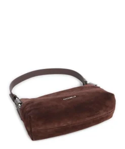 Rebekka Suede Schultertasche aufgerautes Rindsleder dunkelbraun