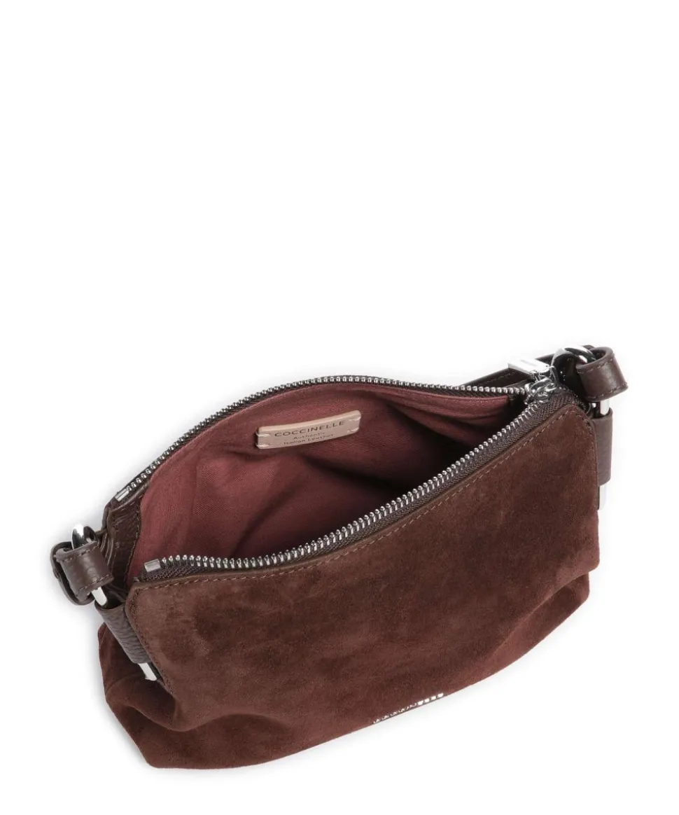 Rebekka Suede Schultertasche aufgerautes Rindsleder dunkelbraun