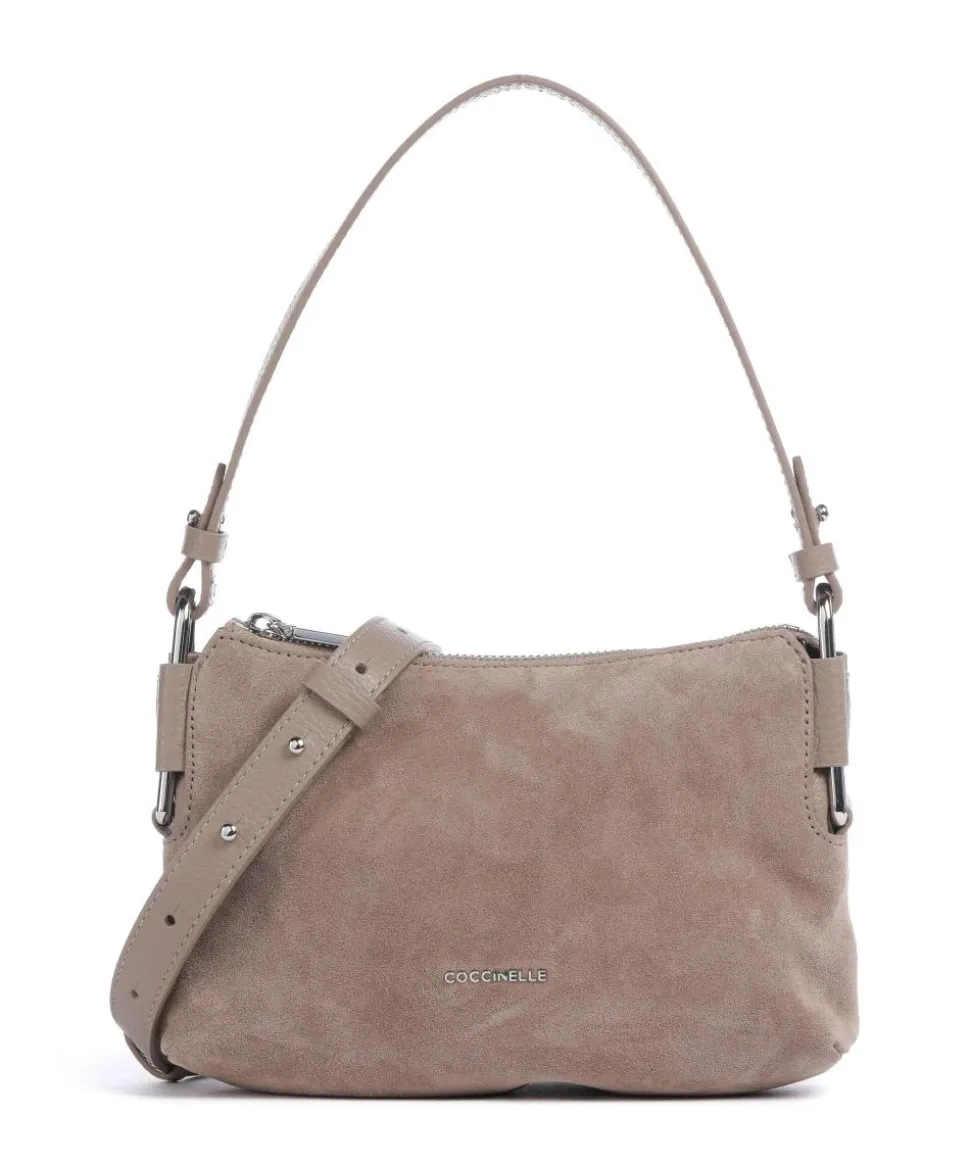 Rebekka Suede Schultertasche aufgerautes Rindsleder taupe