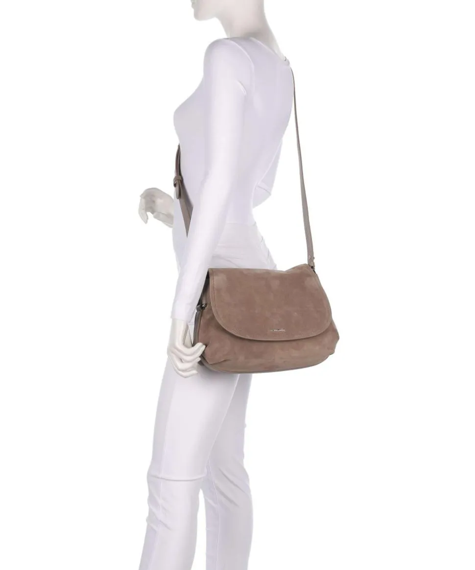 Rebekka Suede Schultertasche aufgerautes Rindsleder taupe